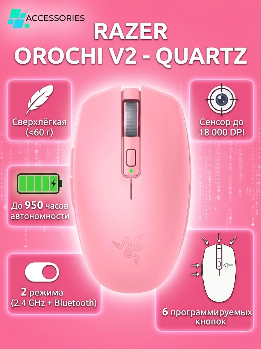 Мышь Razer Orochi V2, розовый